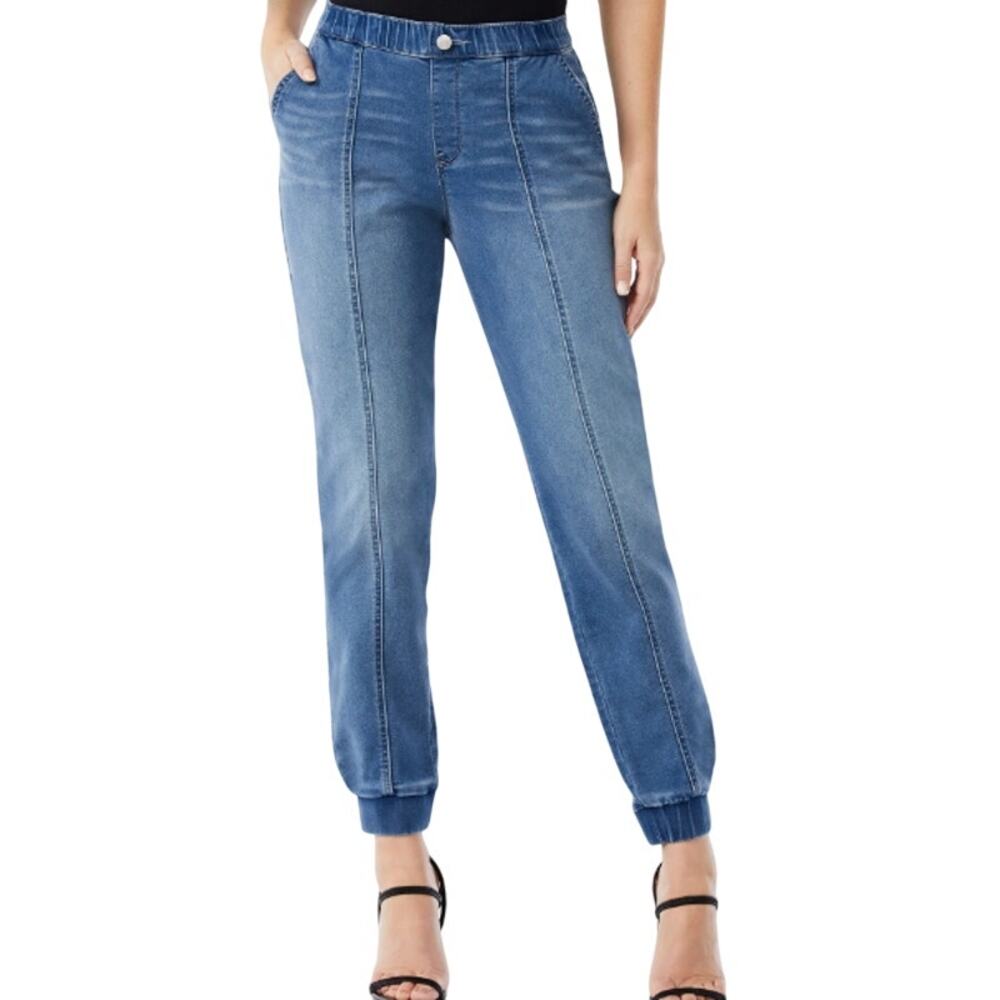 NEW Sofia Jeans Women's Paula Knit Denim Joggers Mid Blue Wash Size S 3509